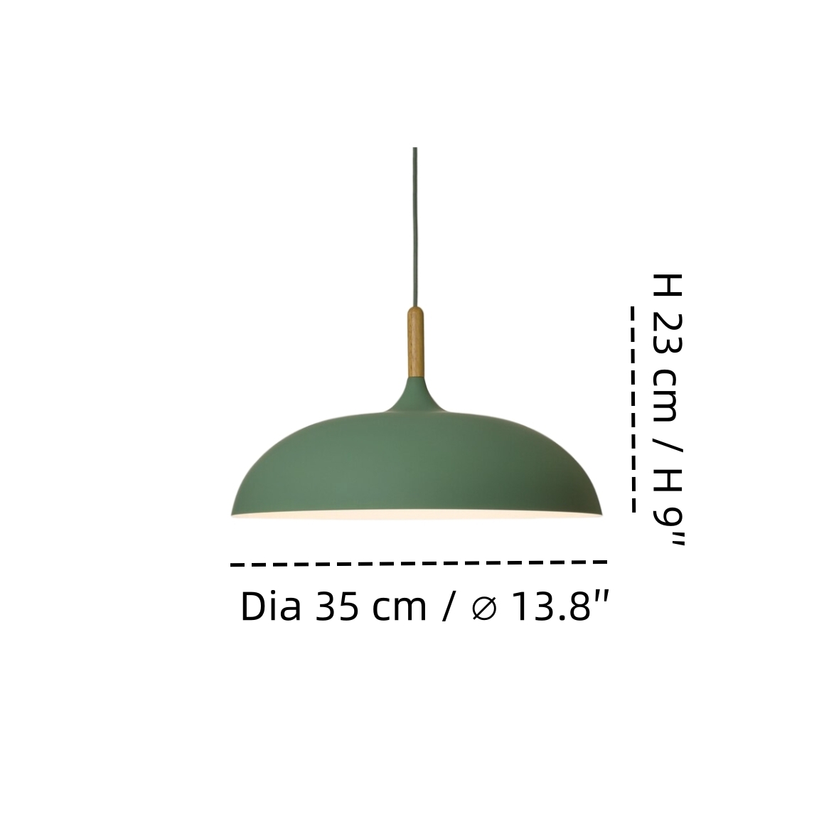 Afmetingen kleine hanglamp dia 35 cm en hoogte 23 cm