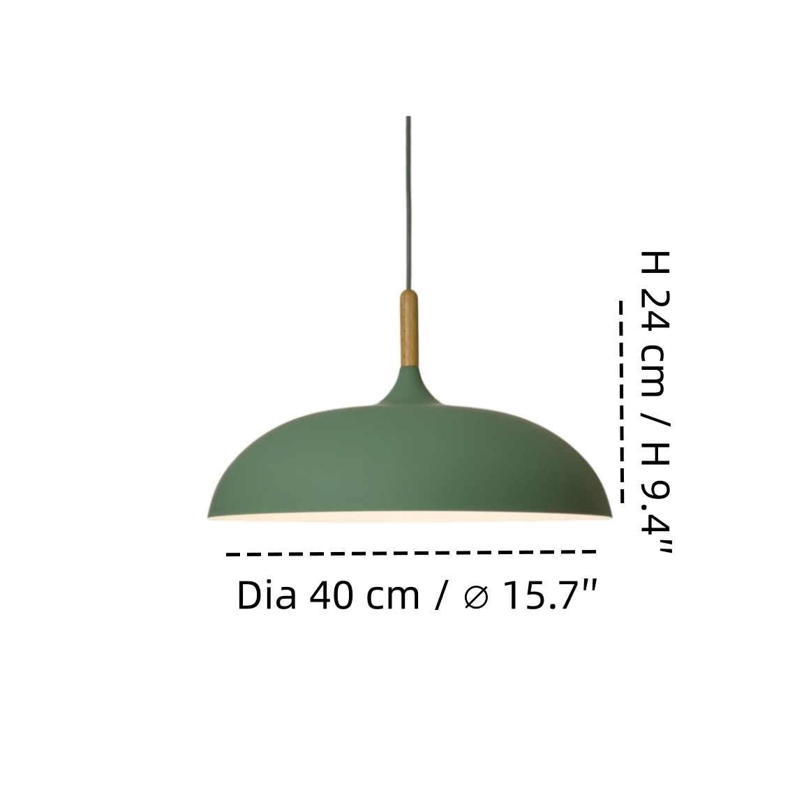 Afmetingen middelgrote hanglamp dia 40 cm en hoogte 24 cm