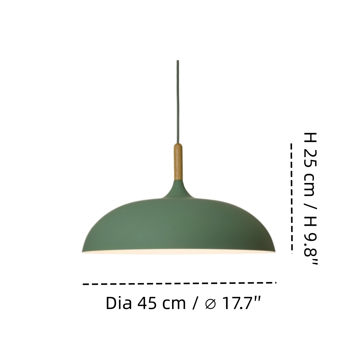 Afmetingen grote hanglamp dia 45 cm en hoogte 25 cm