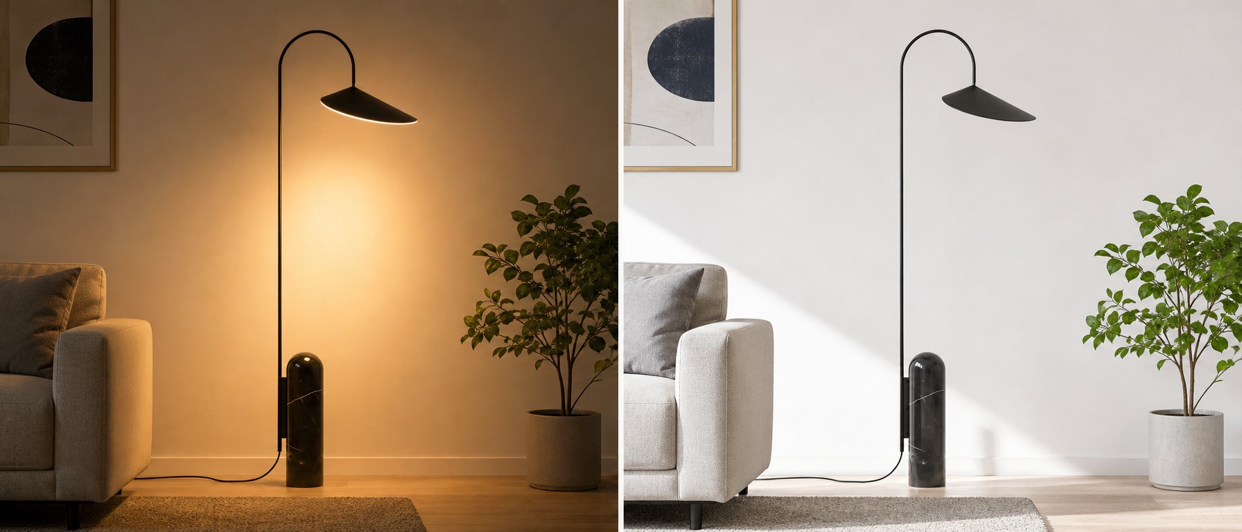 Nulavo vloerlamp met warm licht en zonder licht