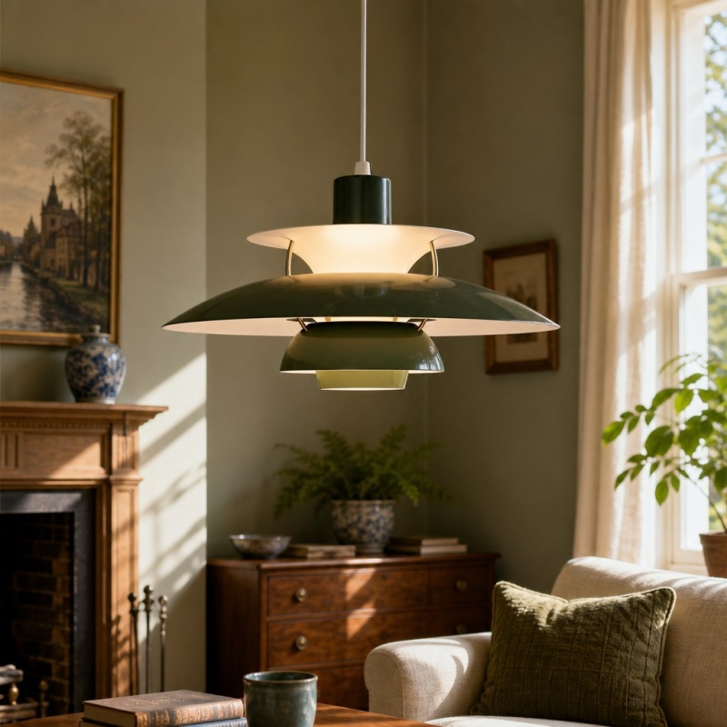 Groene hanglamp van dichtbij