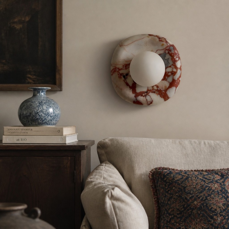 Oria wandlamp met rode steenlook
