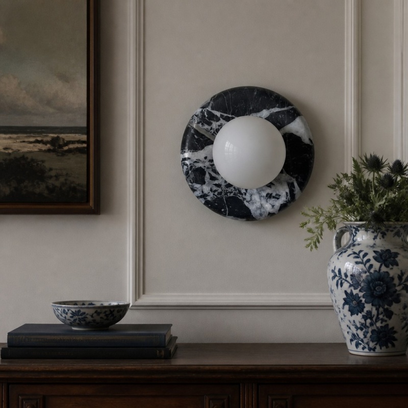 Oria wandlamp met zwarte jade look