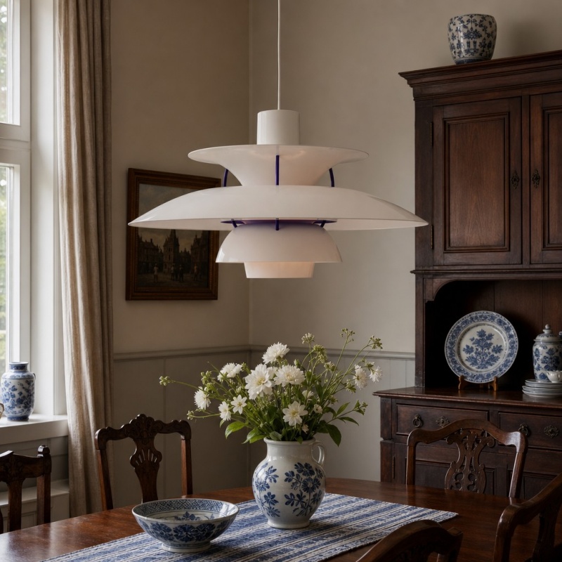 Witte hanglamp van dichtbij