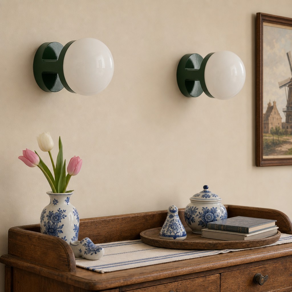 Nebulon wandlamp met groen keramiek