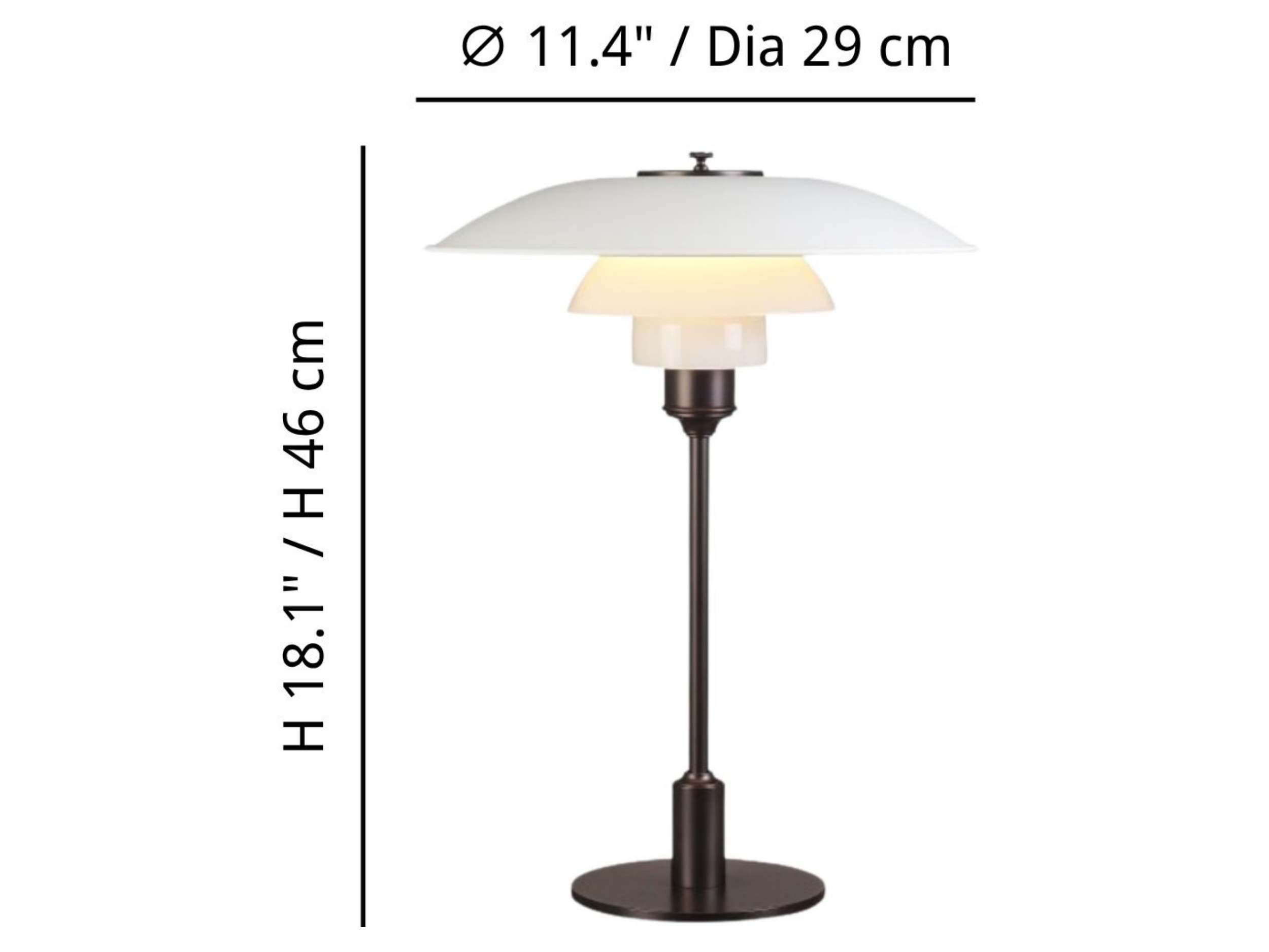 Afmetingen van de Layora Tischlampe