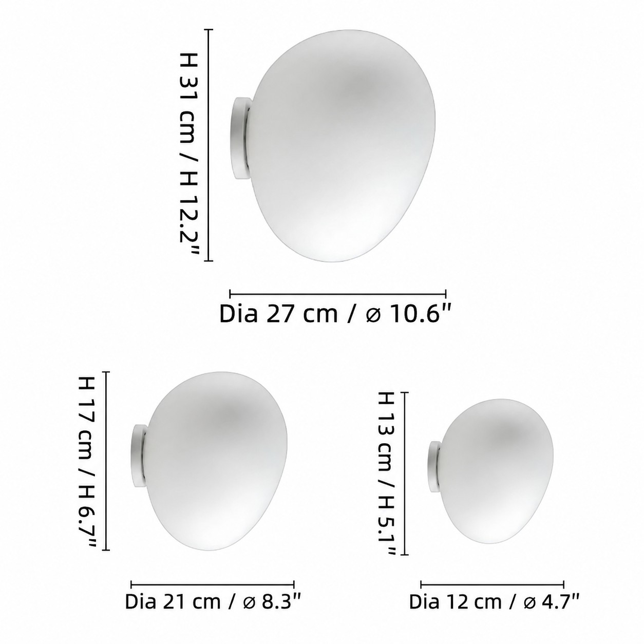 Stonea Pebble afmetingen en specificaties