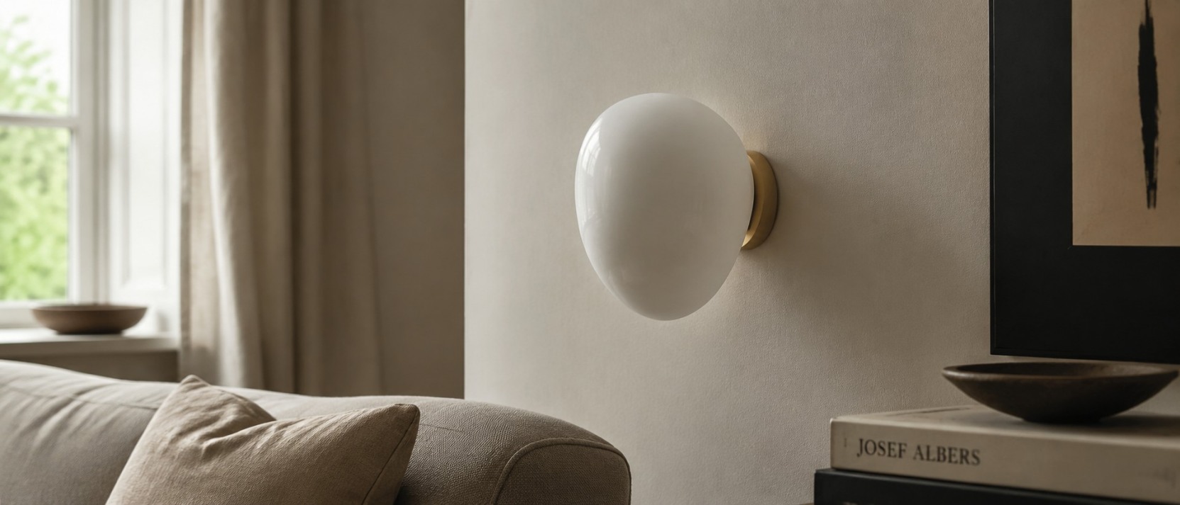Stonea Pebble wand- en plafondlamp in een modern interieur