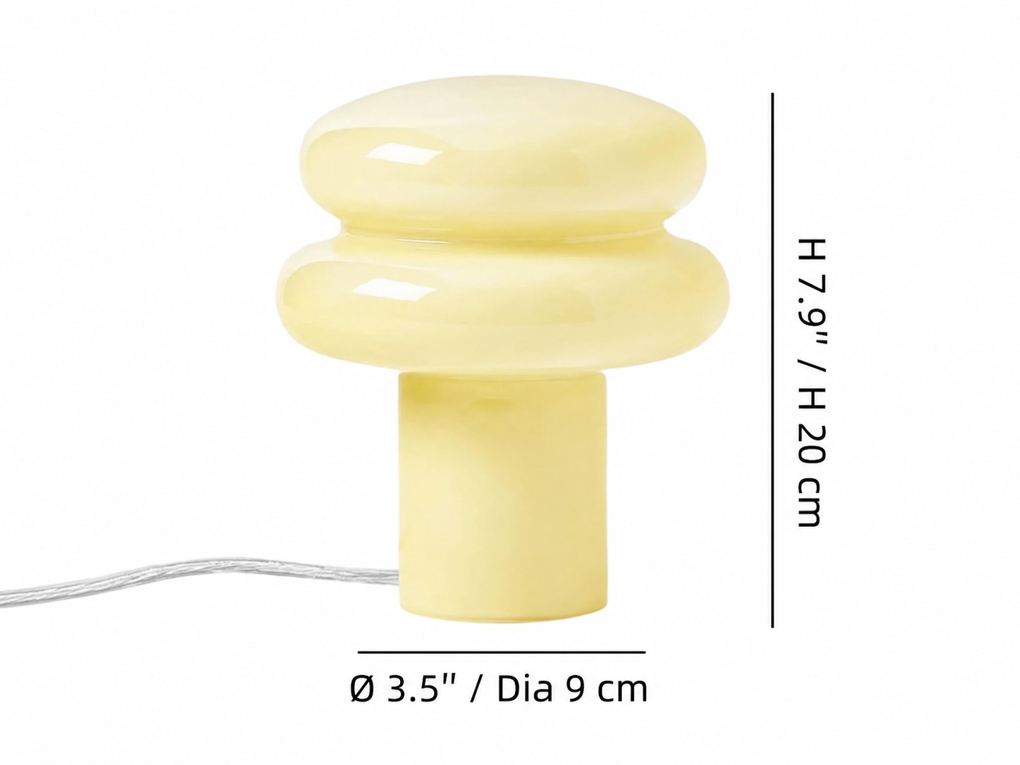 Afmetingen van de paddenstoelvormige lamp