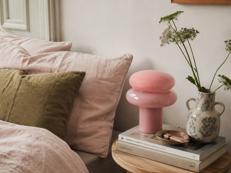 Roze opaalglazen lamp als modern accent