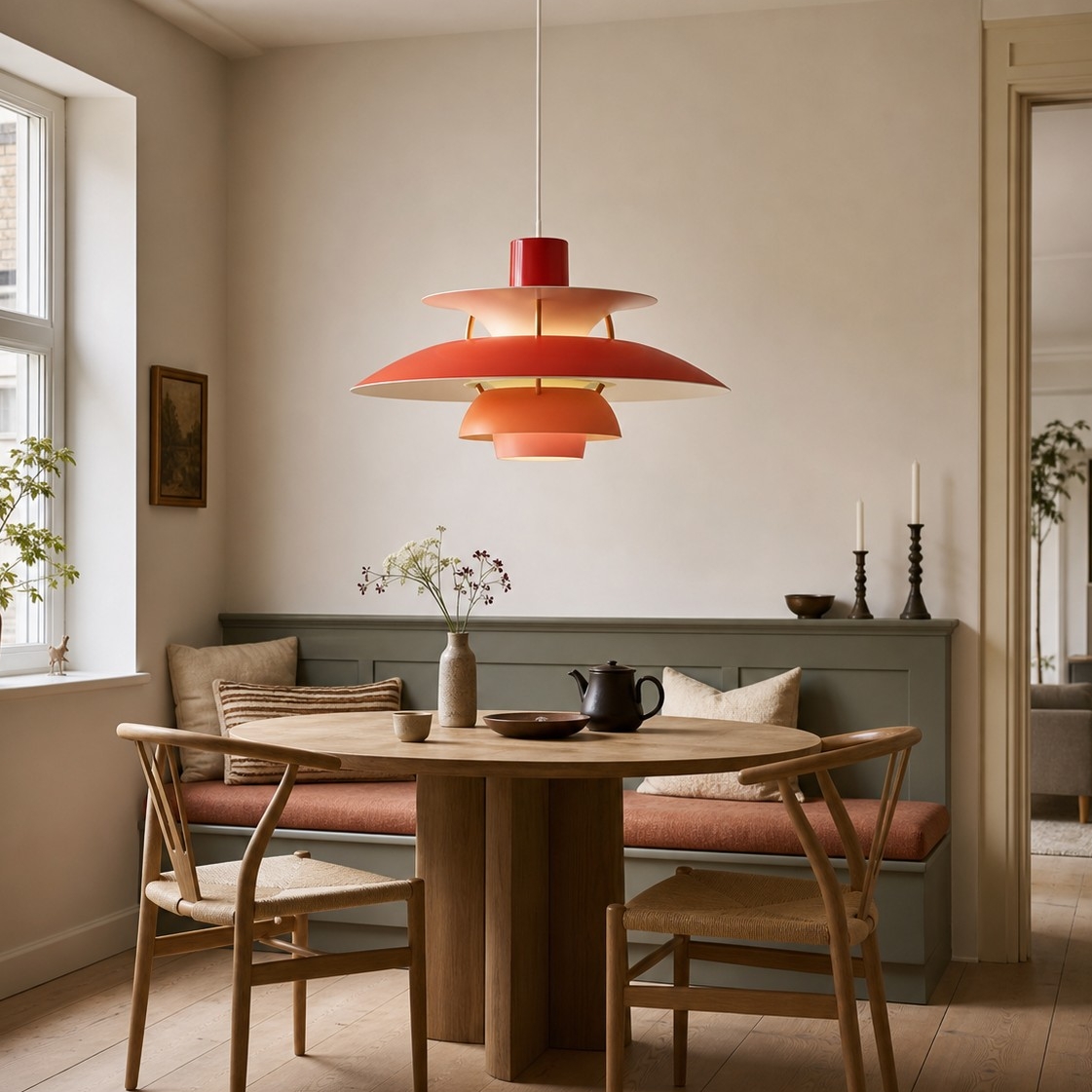 Oranje hanglamp in de kamer