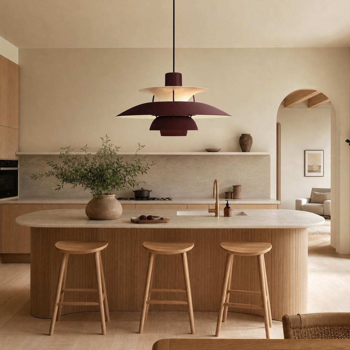 Roze hanglamp in de kamer