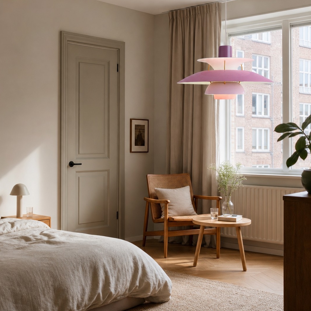 Klassieke witte hanglamp in de kamer