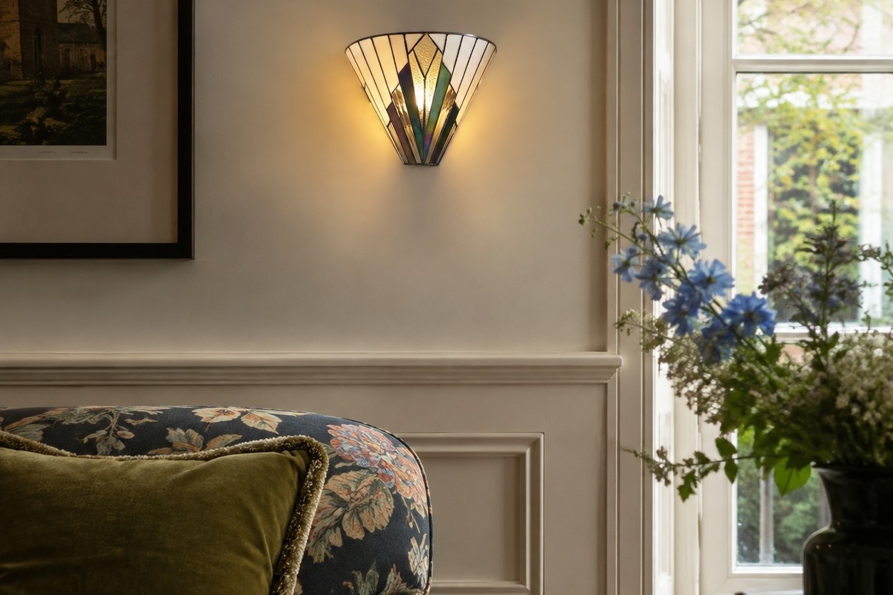 Art Deco wandlamp in een woonkamer