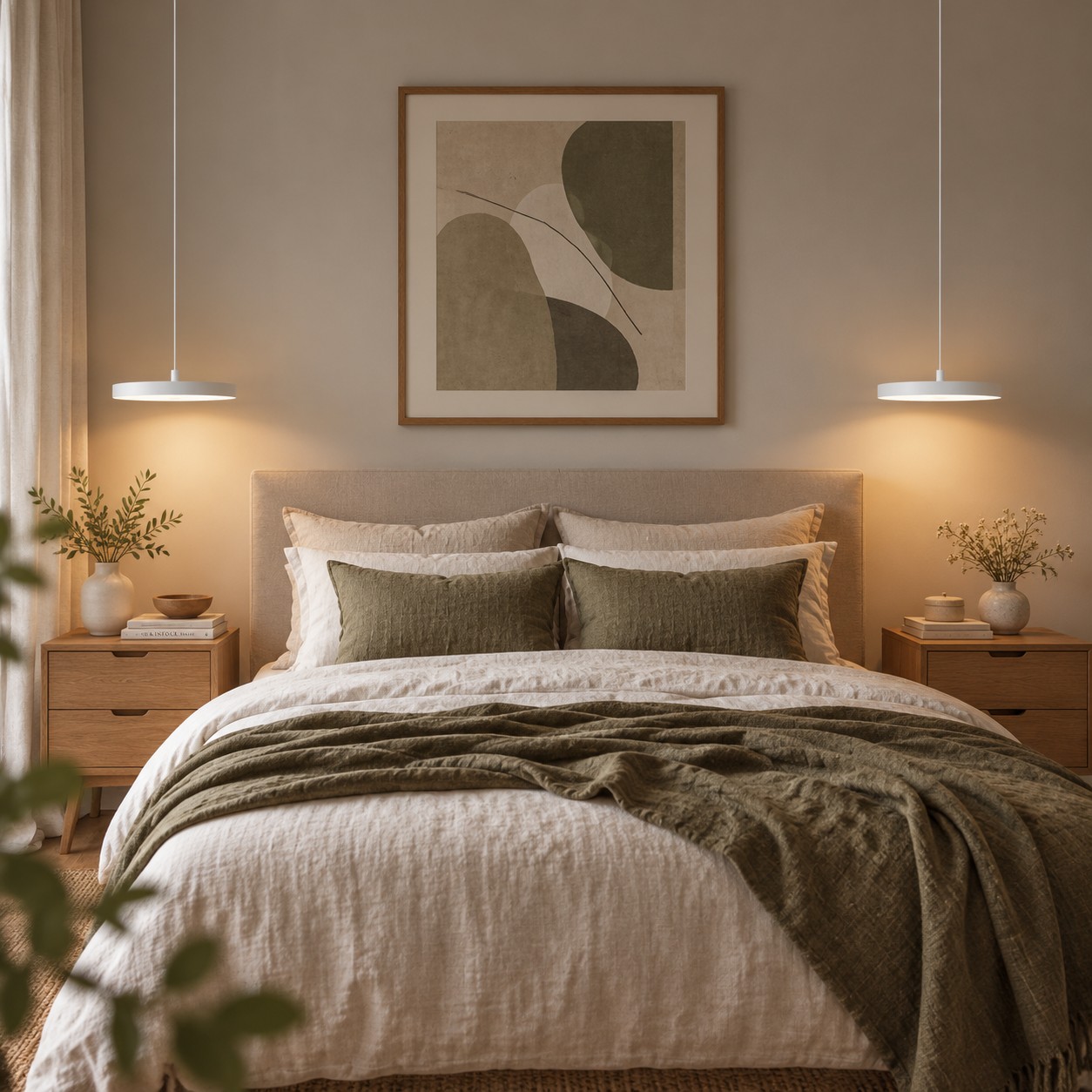 LED-hanglamp in een slaapkamer