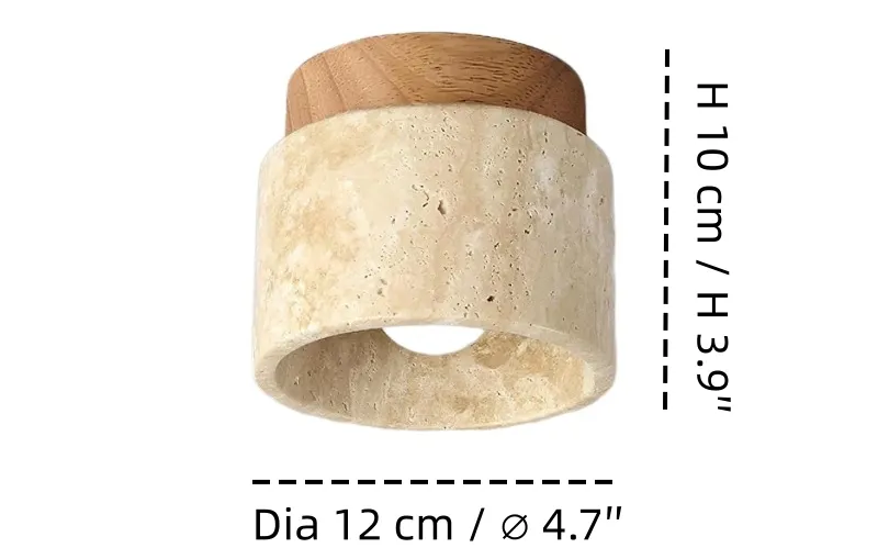 Afmetingen van de travertijn plafondlamp
