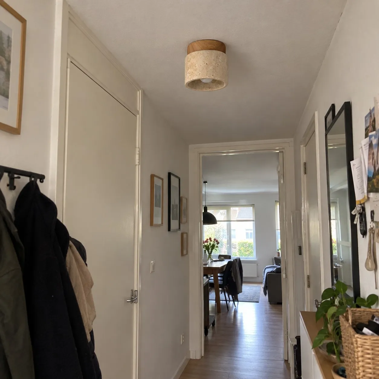 Klantfoto van de plafondlamp in een hal