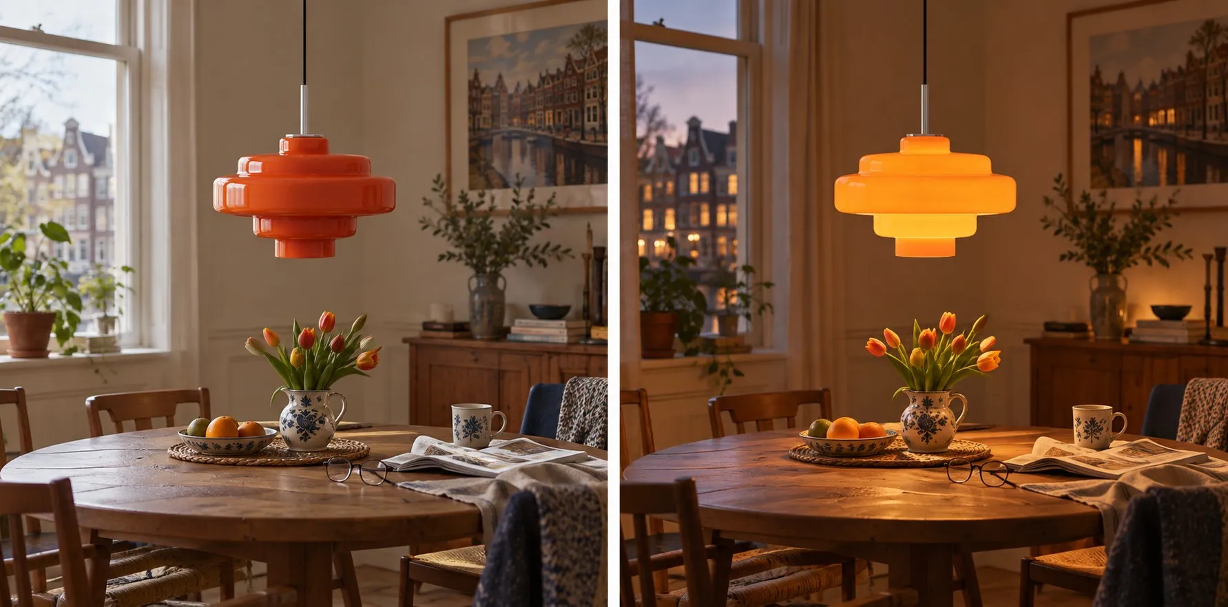 Koloro hanglamp met het licht uit en aan