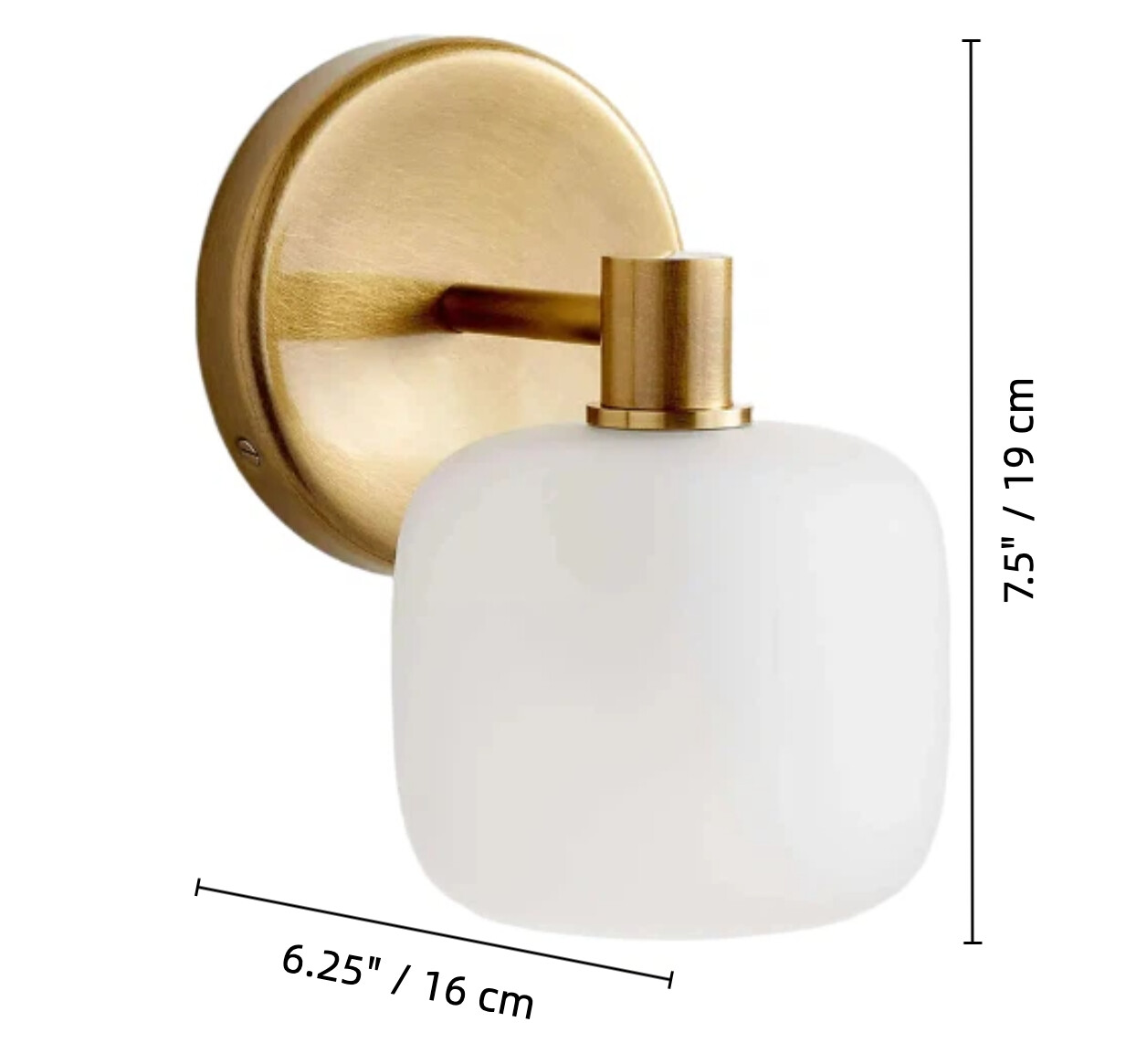 Afmetingen van de Lirra wandlamp