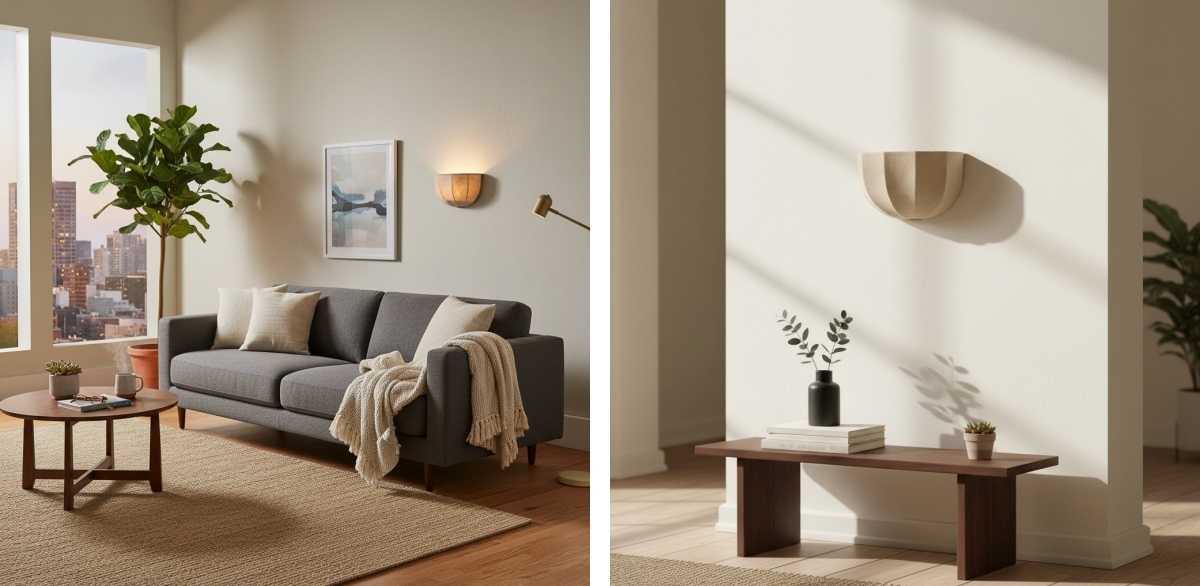 Aan en uit visueel effect van de Loomis wandlamp