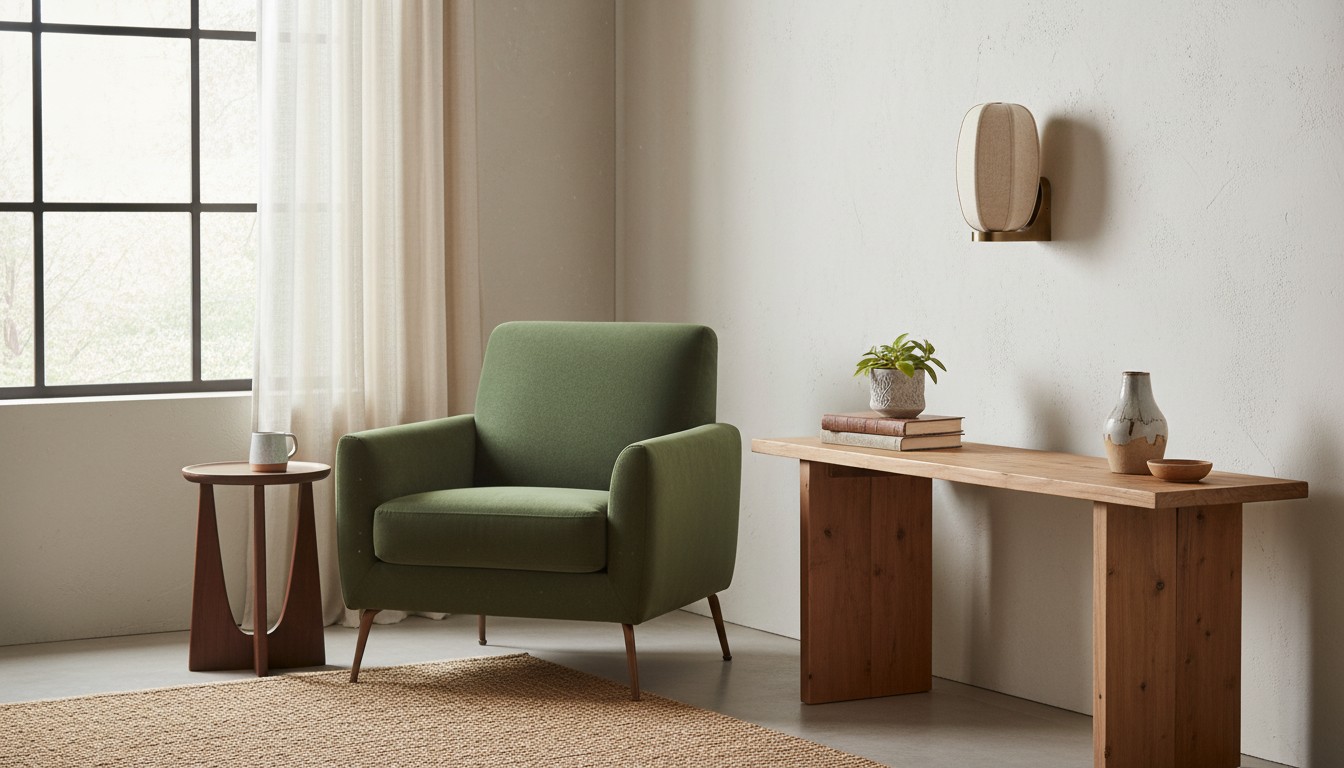 Loomis wandlamp met linnen kap in een rustige zithoek