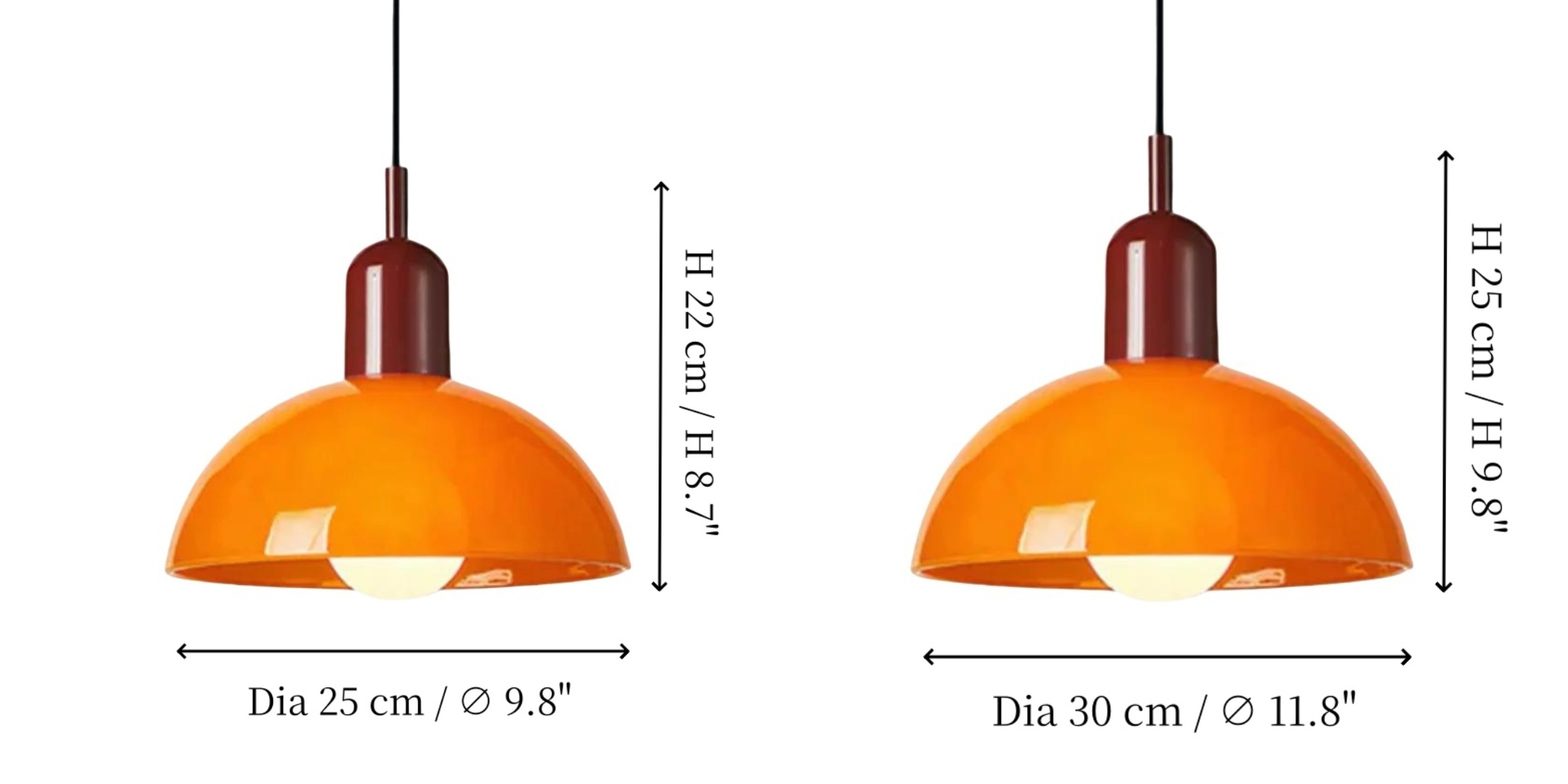 Afmetingen van de Bauhaus hanglamp
