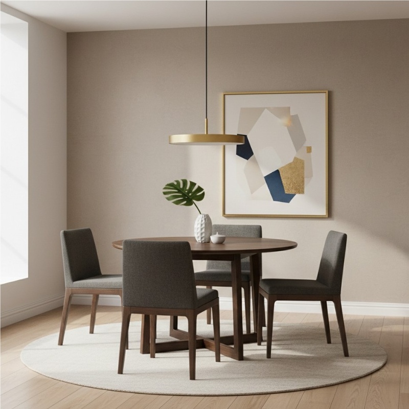 Hanglamp boven ronde eettafel