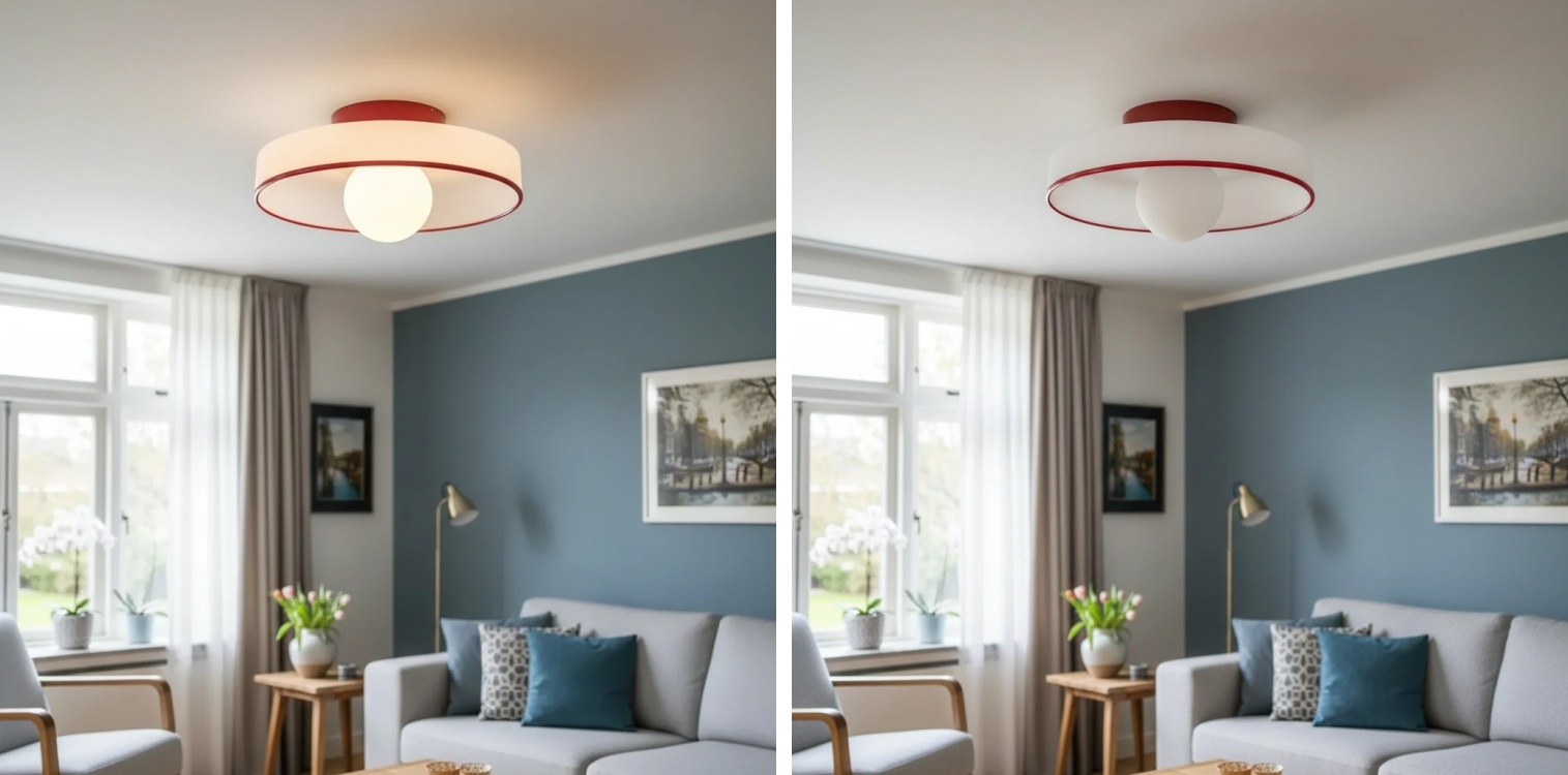 Kalo wall and ceiling light detail showing its visual effect