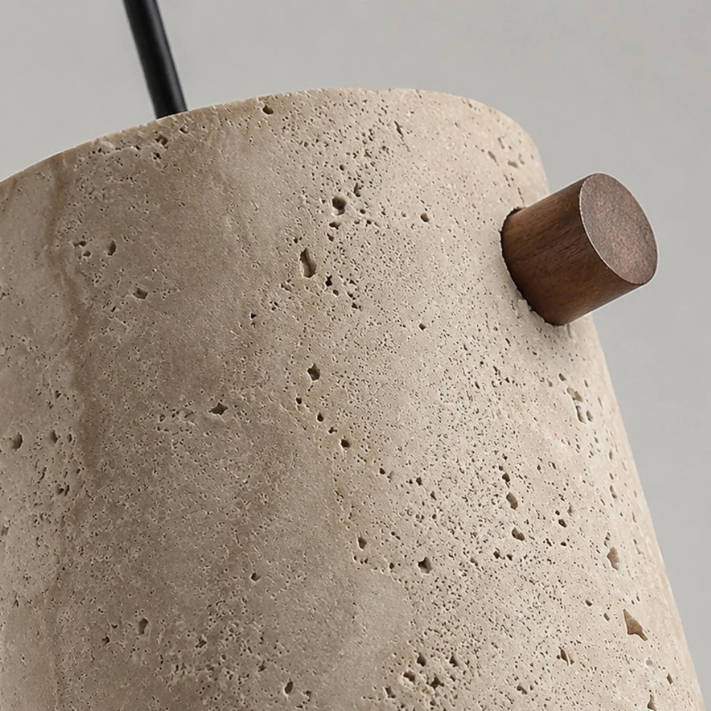 Stone texture detail on the cylinder pendant light