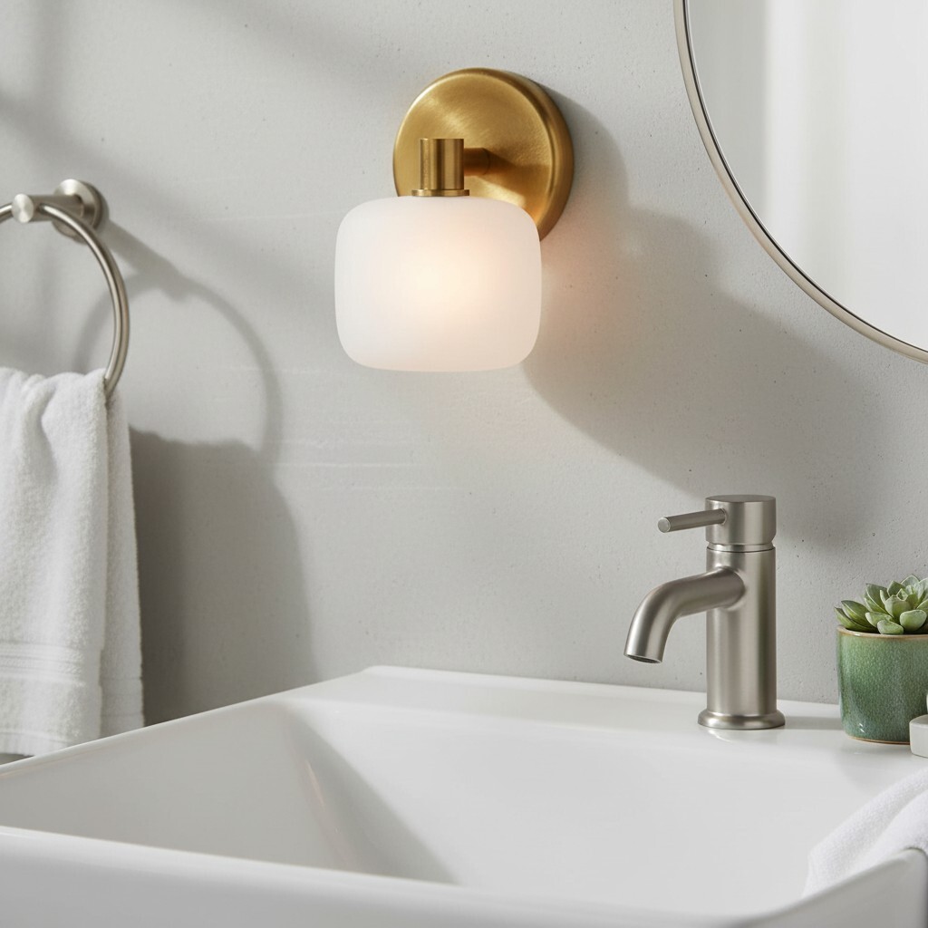 Lirra wandlamp bij wastafel