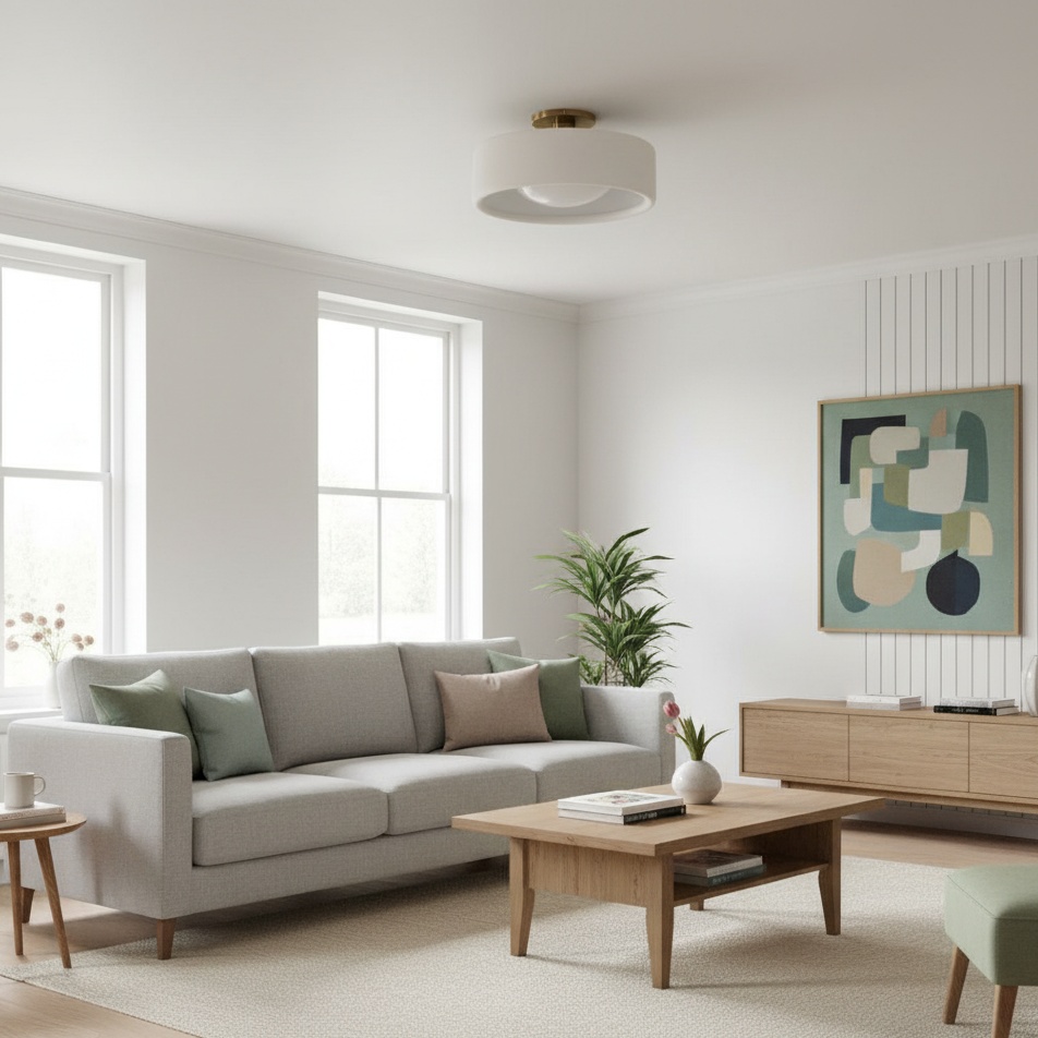 Cerova Ivory Porseleinen Plafondlamp – Scandinavische Design Sfeerverlichting voor de Woonkamer