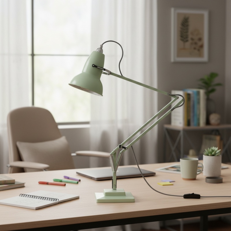 Verstelbare bureaulamp op een werktafel