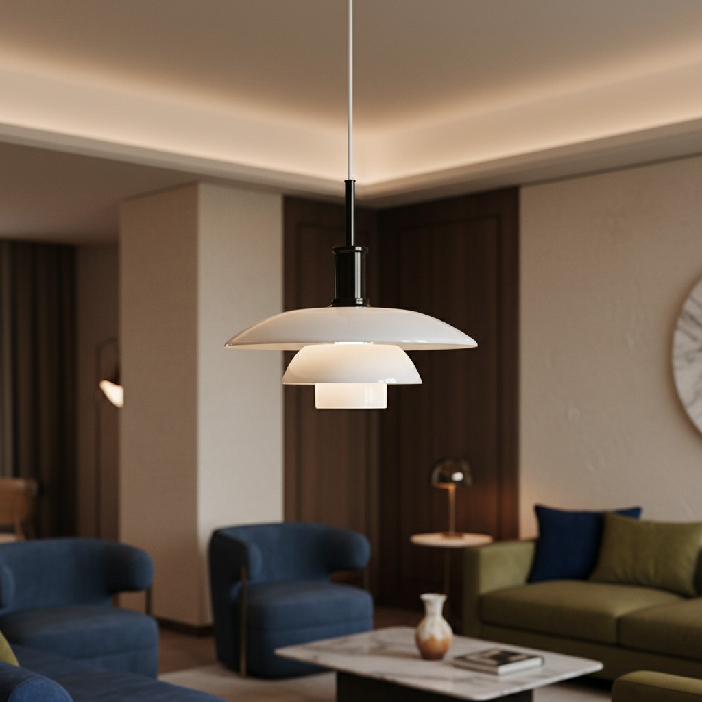 Hanglamp met zwarte afwerking in een interieur