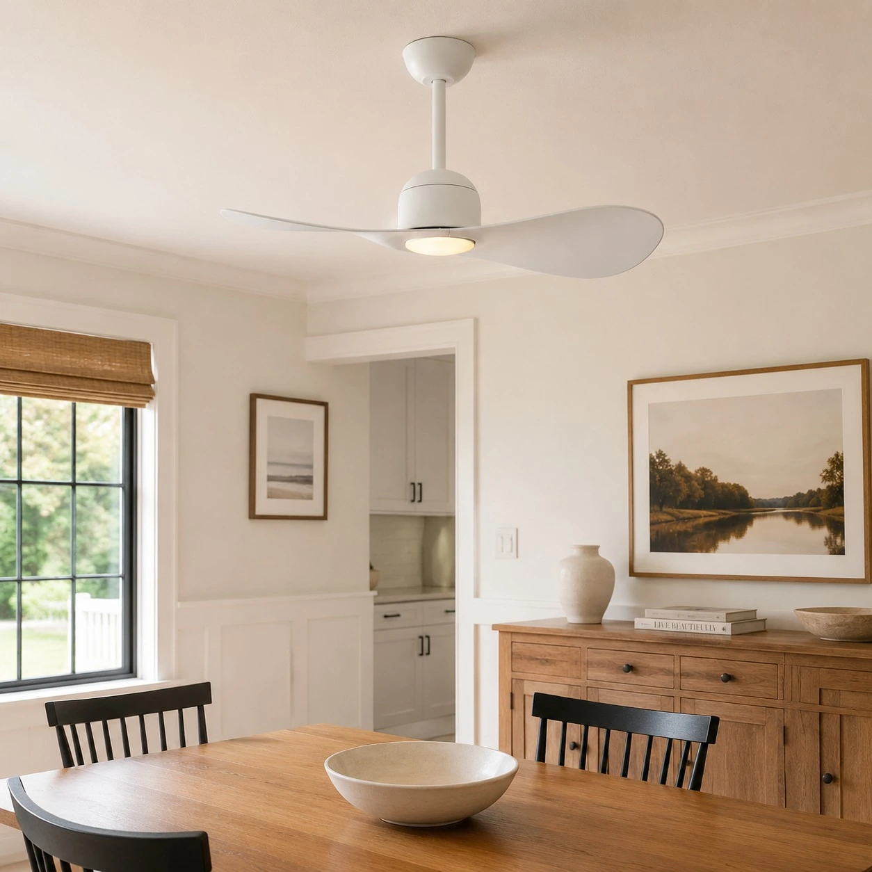 Ciling Fan Color Designer Two-Blade Ceiling Fan Light for Bedrooms and Dining Rooms