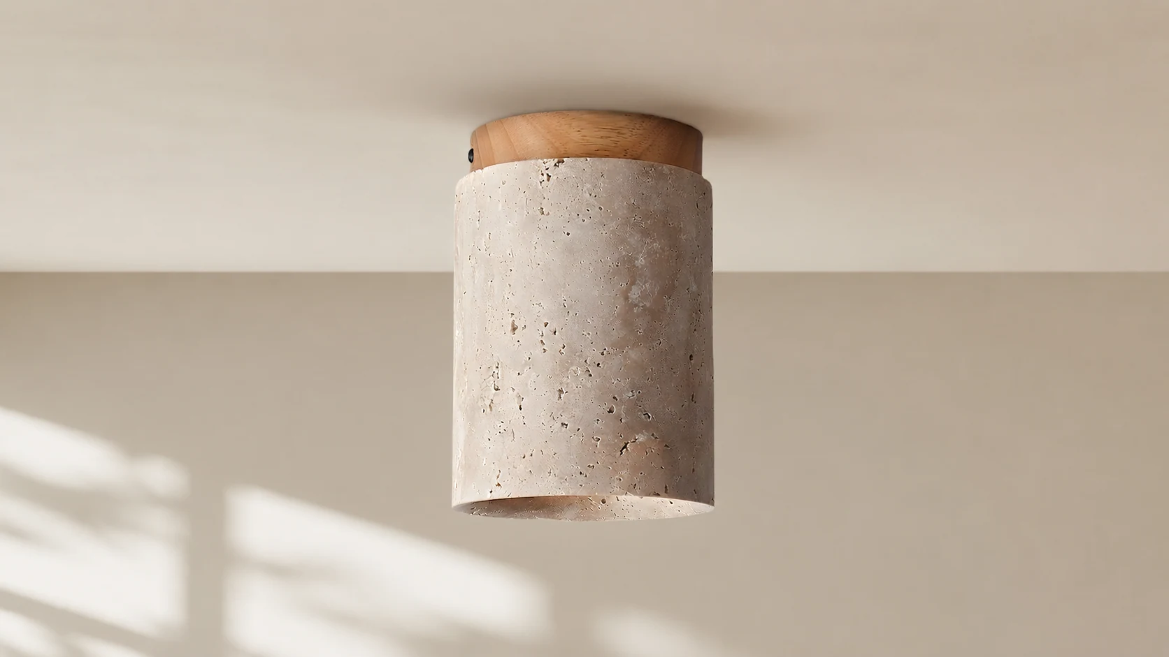 Lampada da soffitto cilindrica Terra in una calda scena di interni