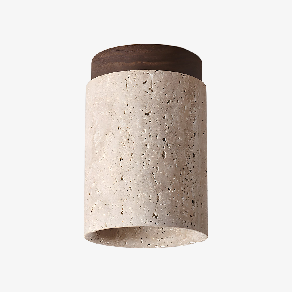 Lampada da soffitto cilindrica Terra con accento color noce