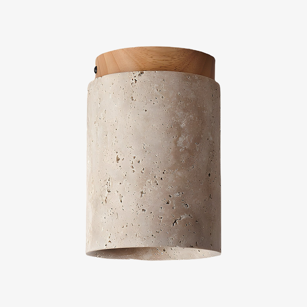 Lampada da soffitto cilindrica Terra con accenti color legno