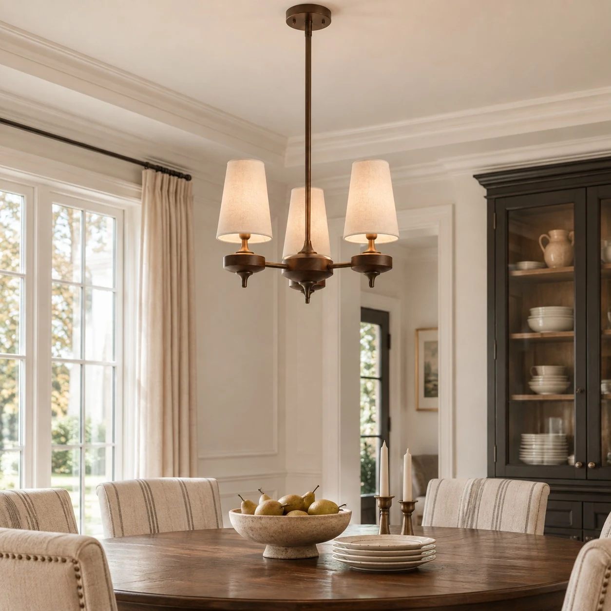 White Hour Rho chandelier in a dining room