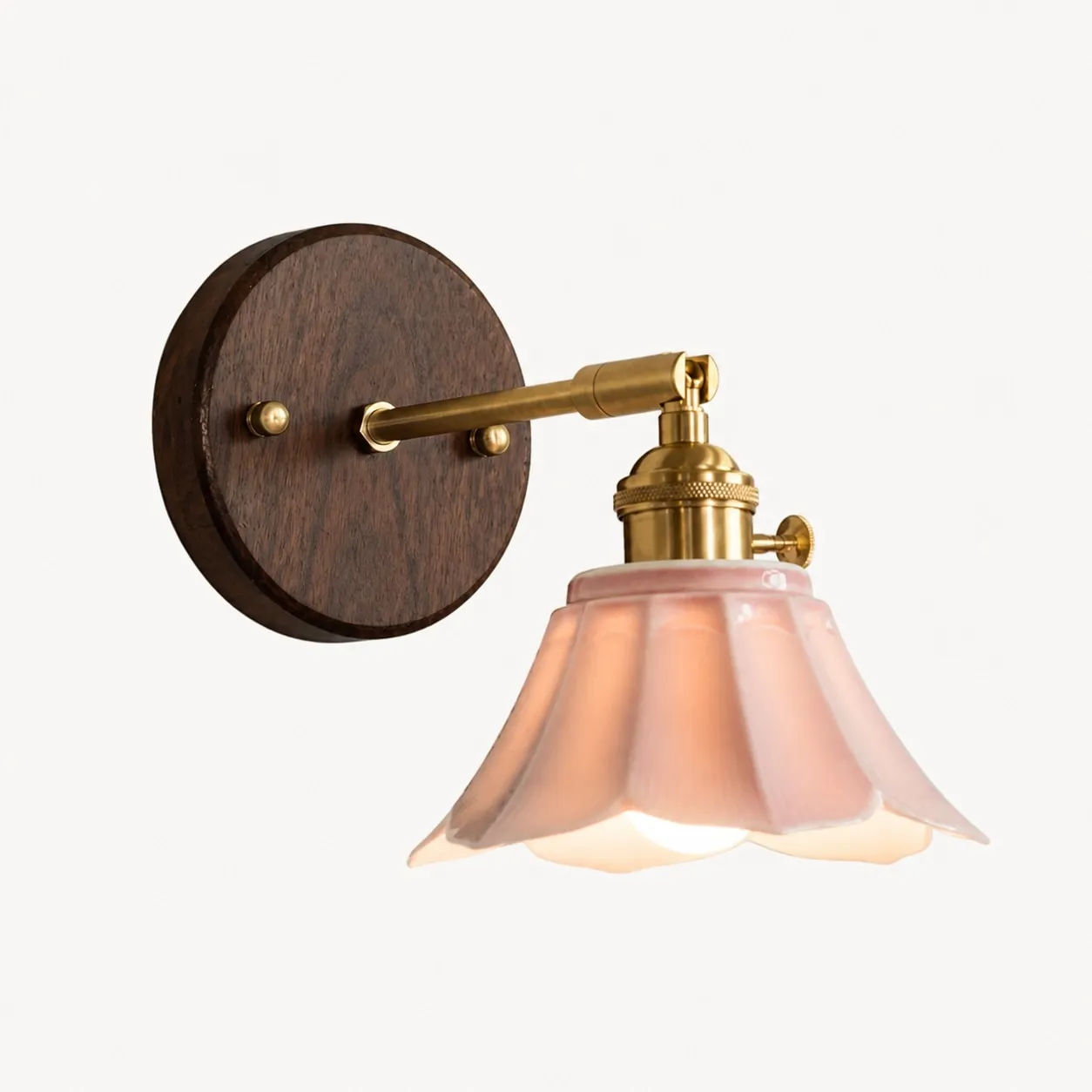 Pink Walnut Wood Style B ceramic wall lamp
