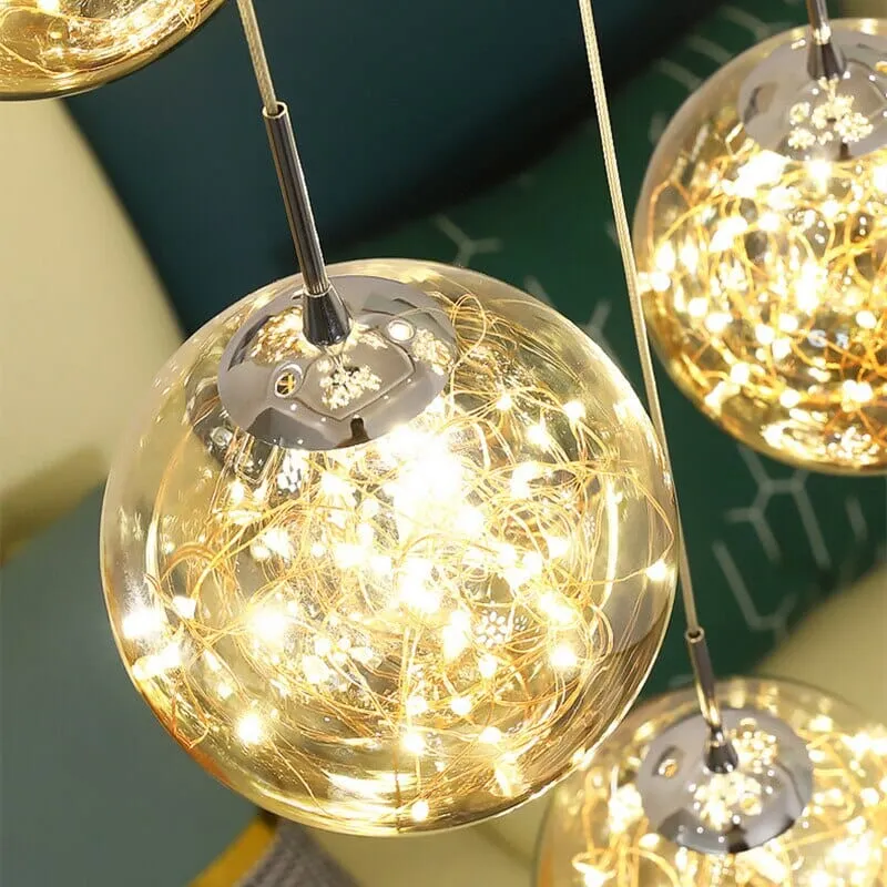 Stringing Ceiling Modern Spiral Stair Glass Ball String Chandelier