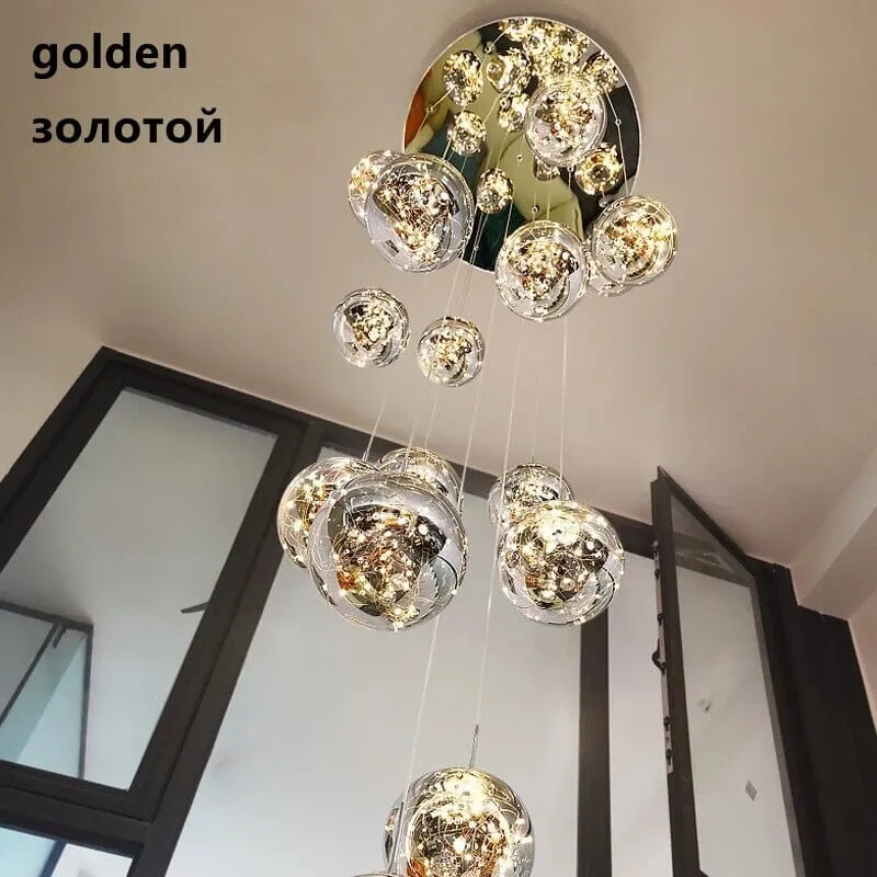 Stringing Ceiling Modern Spiral Stair Glass Ball String Chandelier