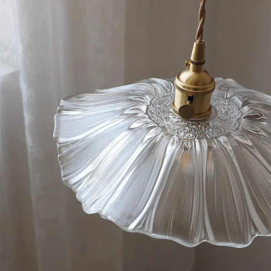 Retro Lotus Glass Pendant Light For bedroom