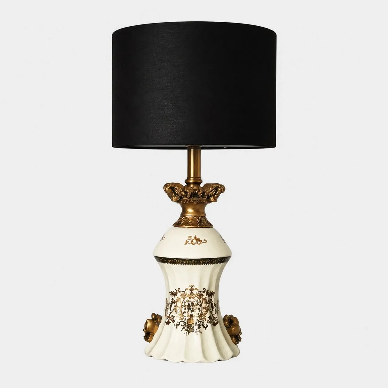 Ornate gold motif ceramic table lamp with dimmer switch