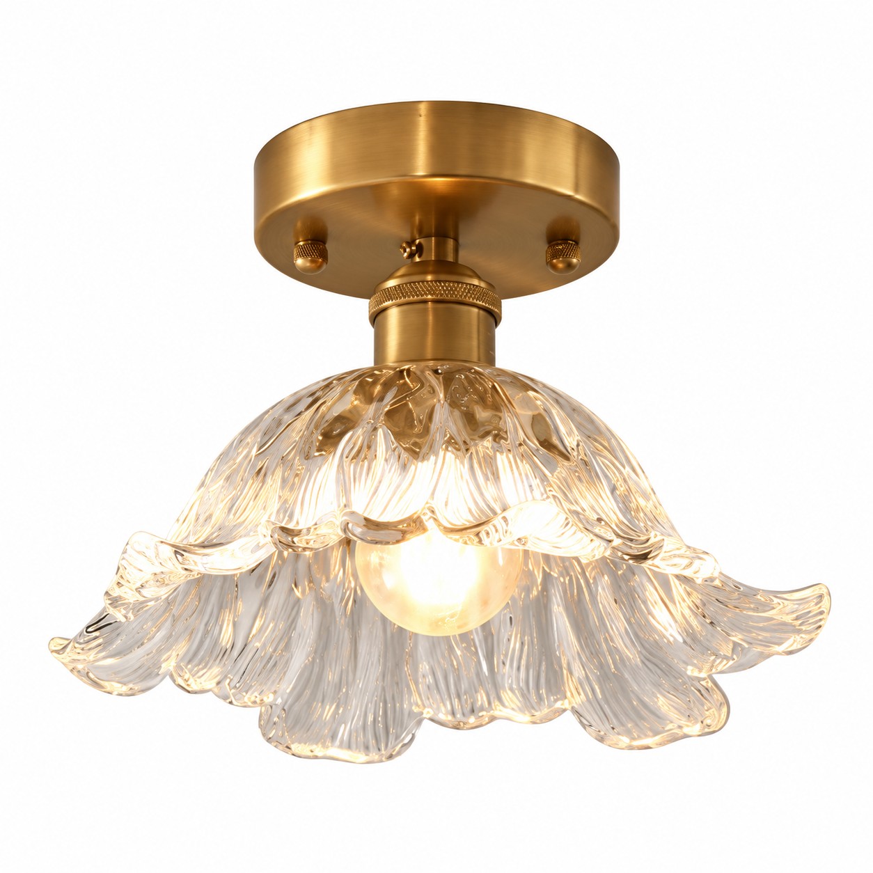 Small Clear Striped-Flower Ceiling Light, Iron