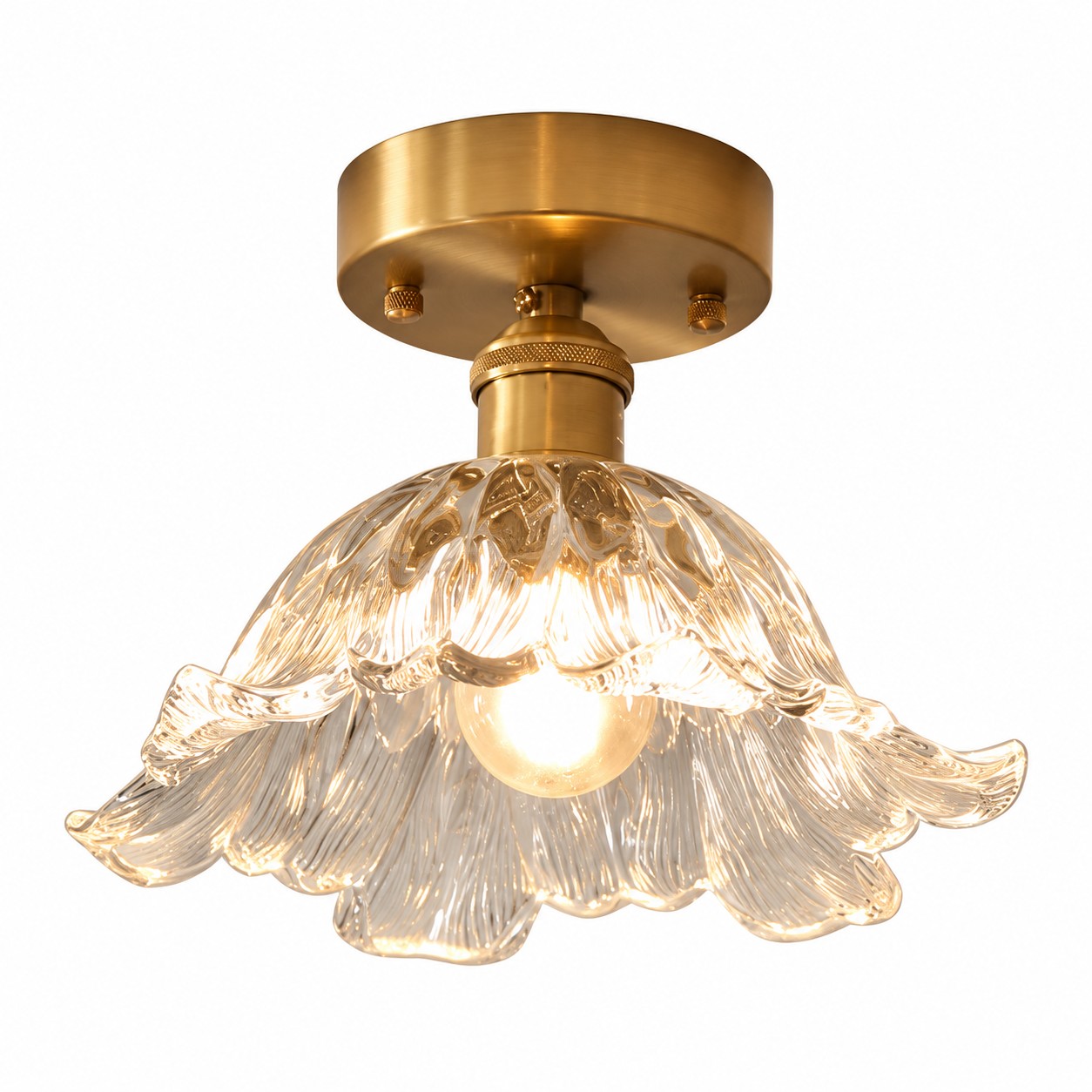 Clear Striped-Flower Ceiling Light