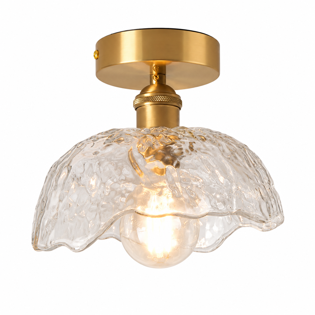Nordic Rippled Textured Glass Ceiling Light white background product image