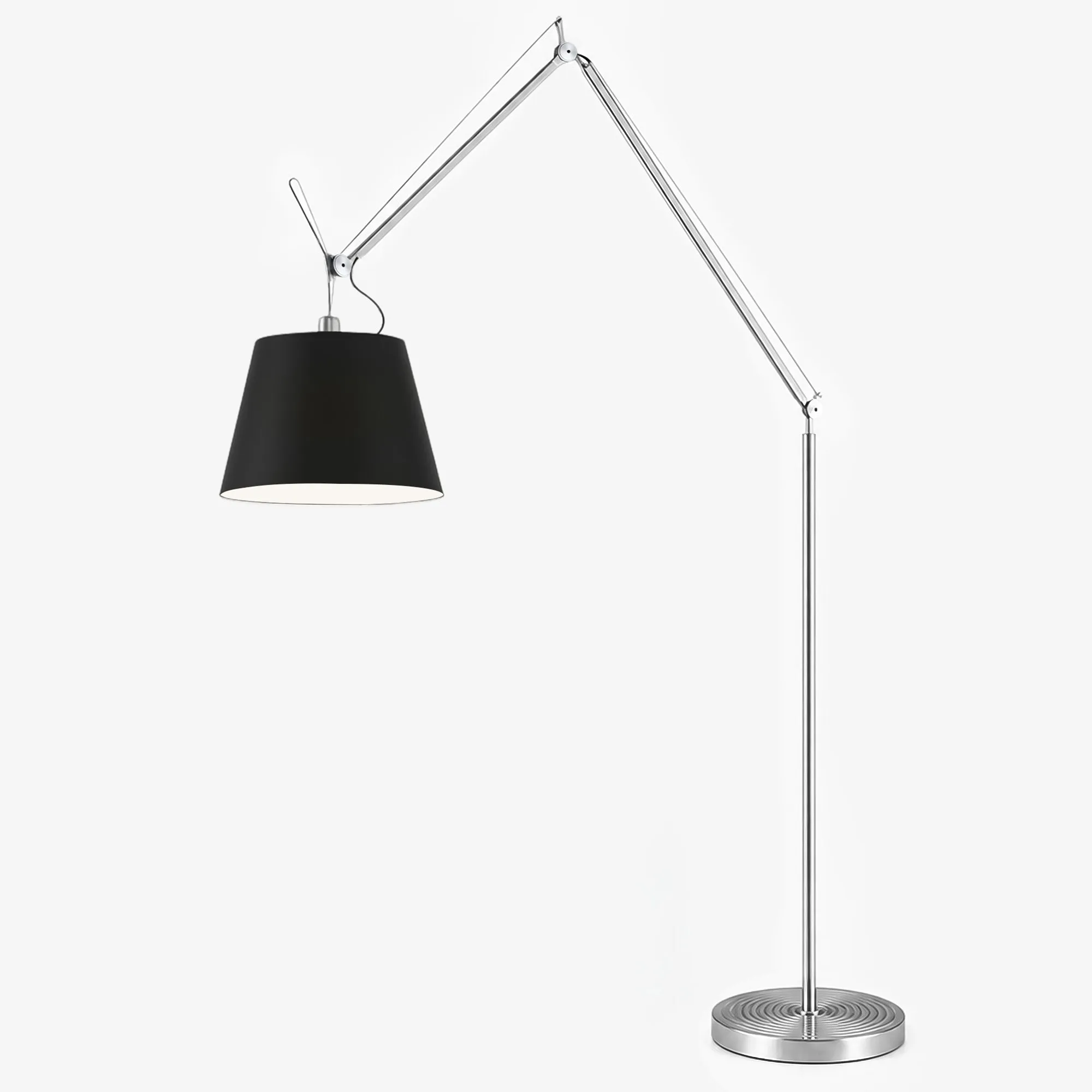 Silver pole with black fabric shade