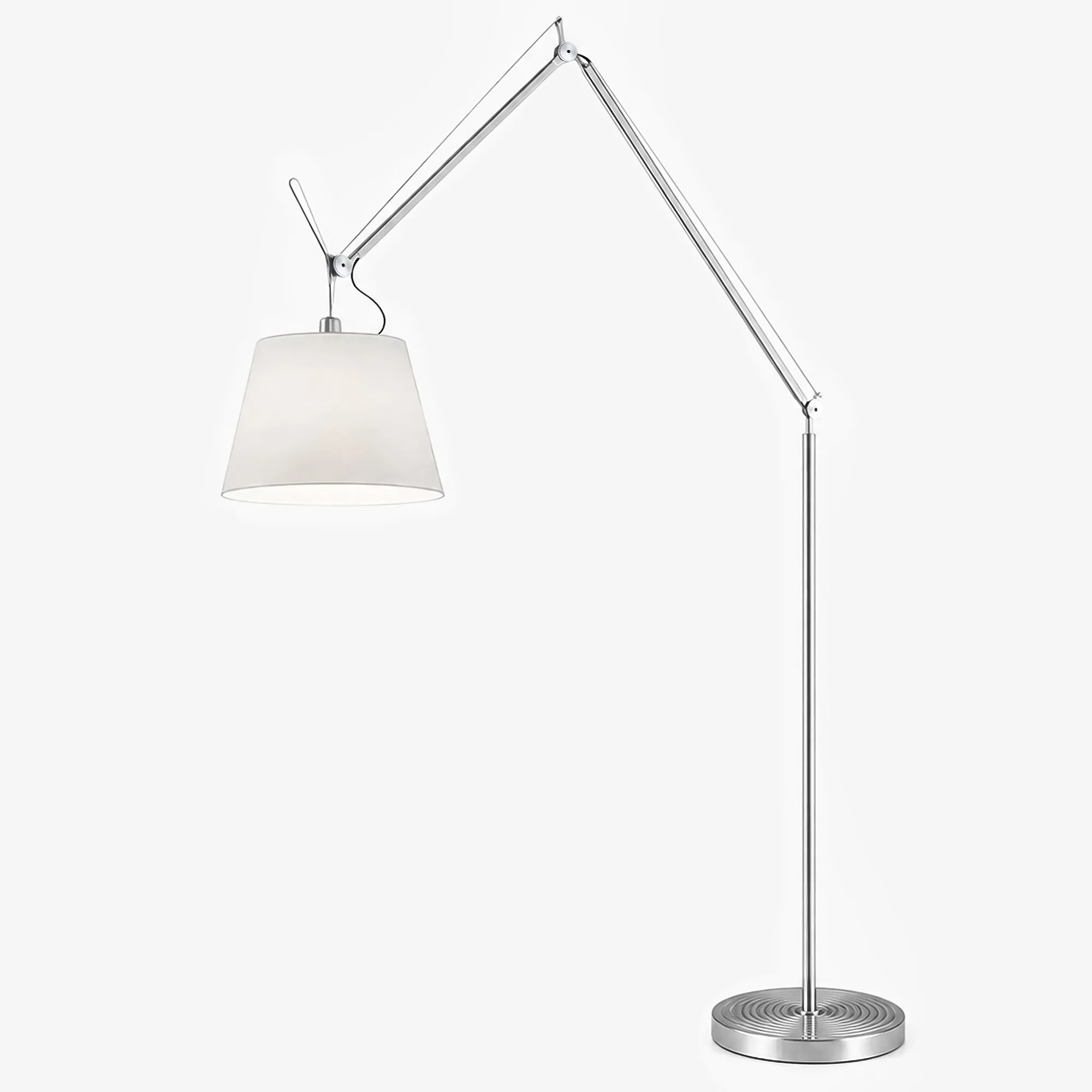Silver pole with white fabric shade