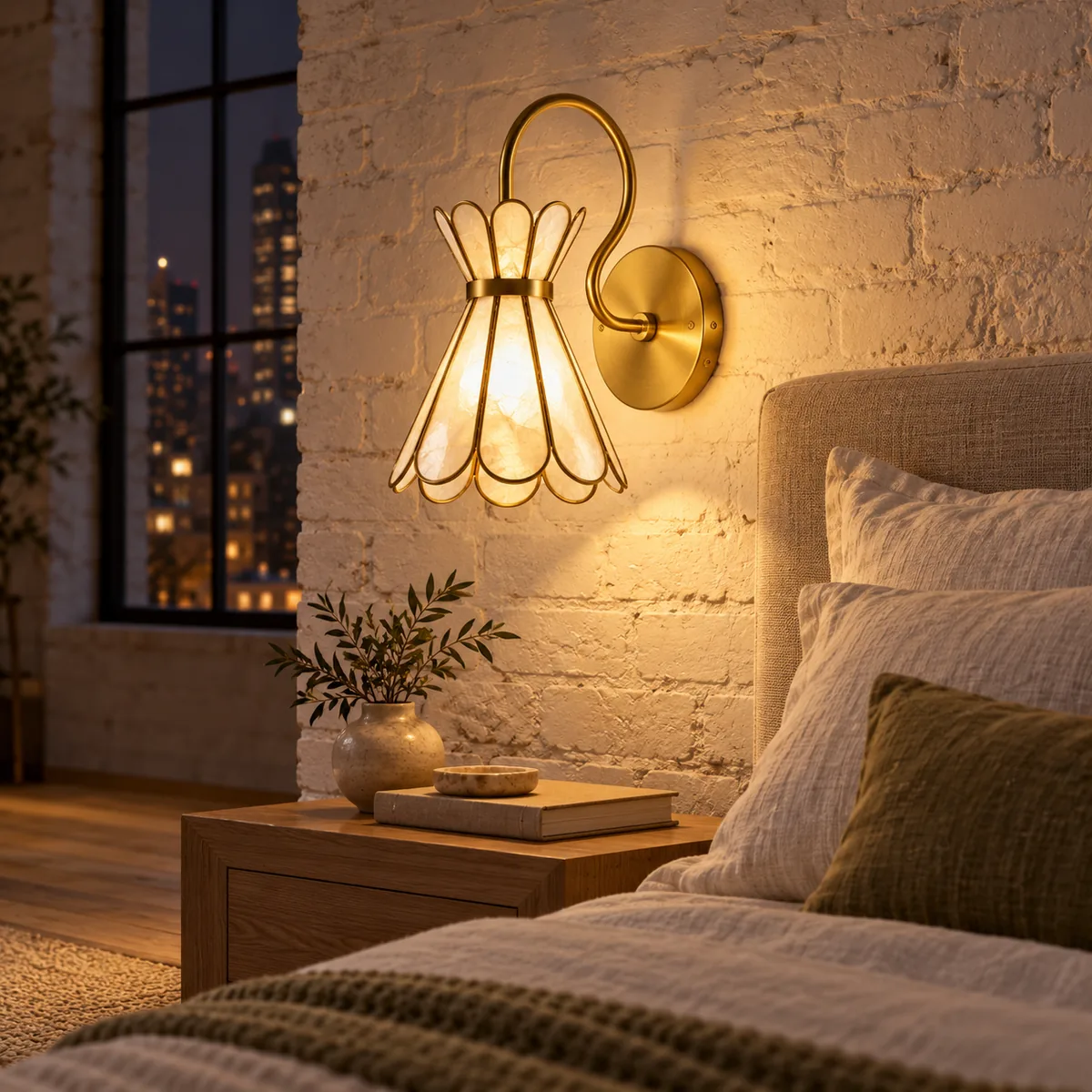 Studio Sconce Shaped by Capiz Petals