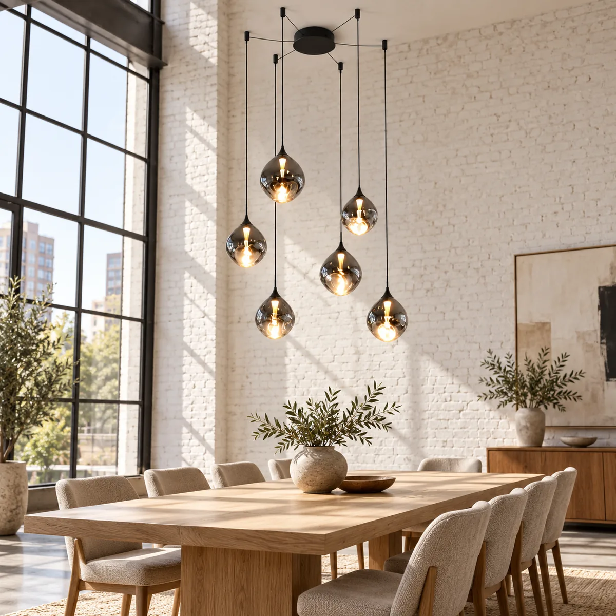 Studio Pendant with Adjustable Glass Shades